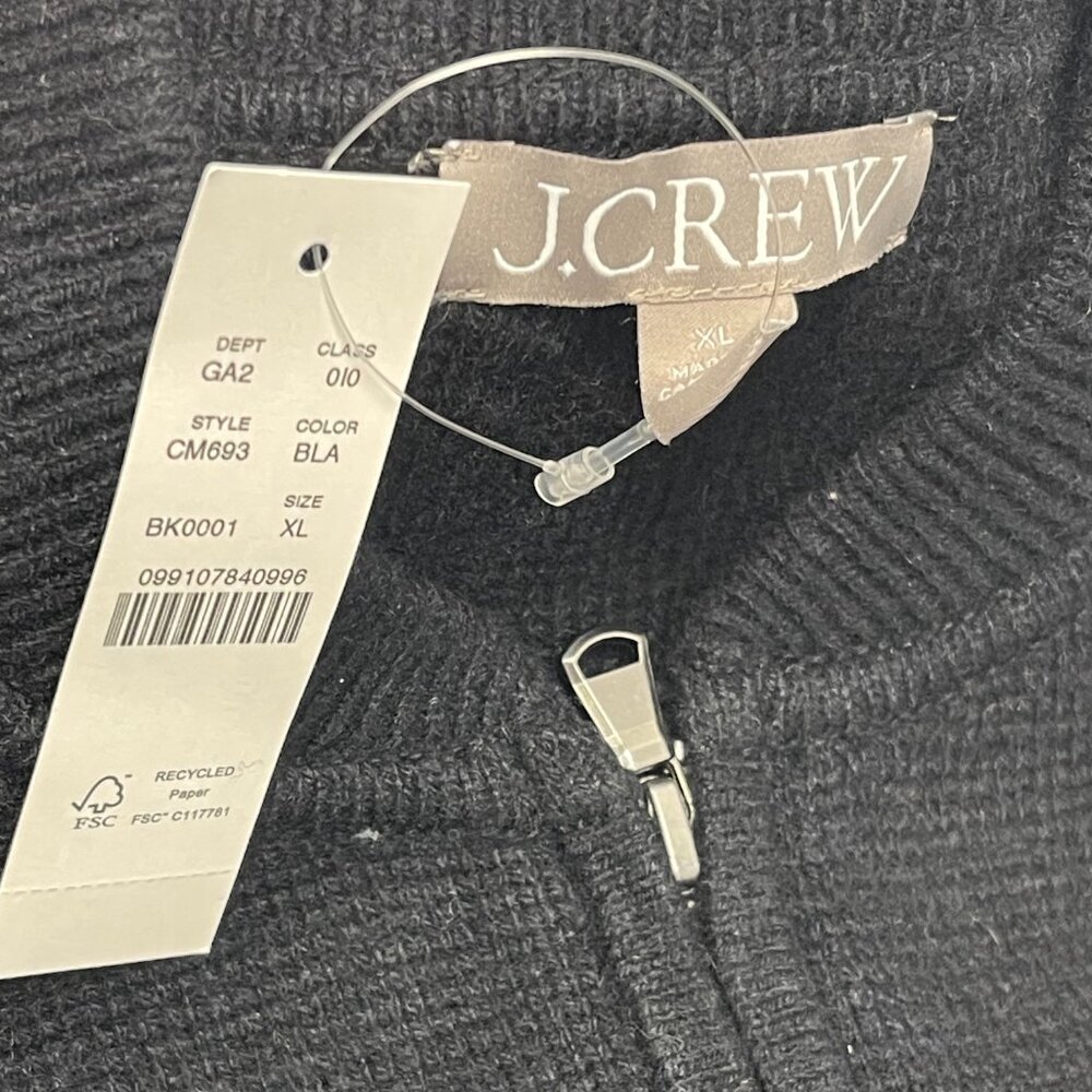 J. Crew Full-Zip Flight Crew Sweater in Black - XL - NWT - Picture 4 of 6